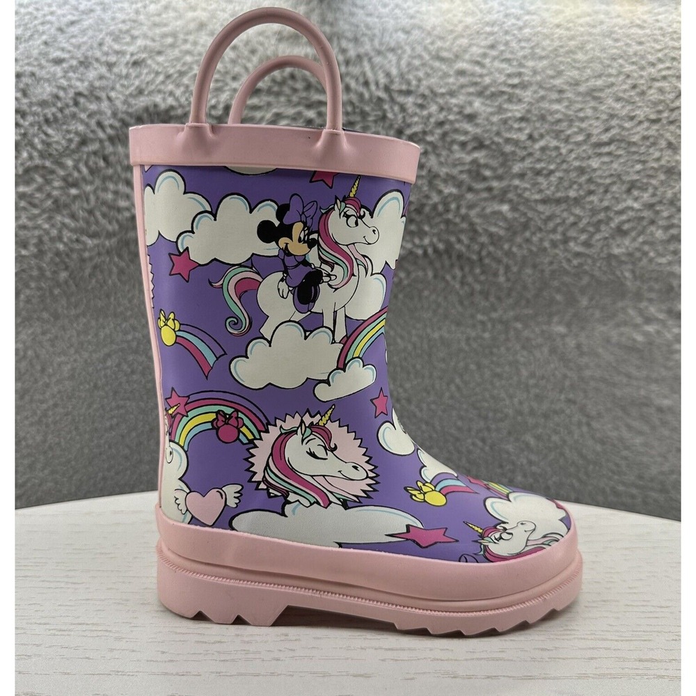 Disney Rain Boots Little Girls Size 10 Pink Minnie Mouse Unicorn Rain Boots
